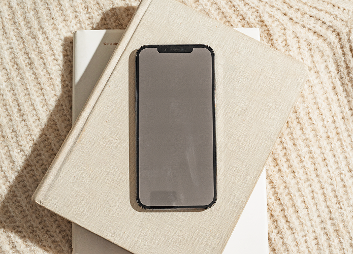 view of mobile phone displaying project